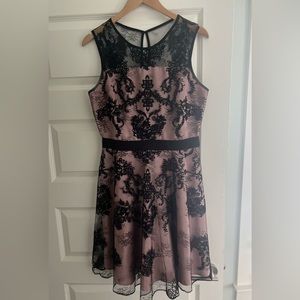 MOVING SALE 🏠 The Limited Midi Dress- Pale Pink- Black Lace- EUC - Size 8